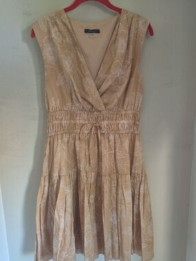 Tommy Hilfiger Tan Floral Print Sleeveless Dress